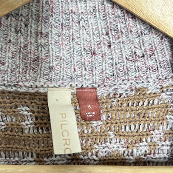 ANTHROPOLOGIE x PILCRO Mash-Up Cardigan Sweater Gray Tan Star Check Sz S {WW5} - Picture 6 of 7